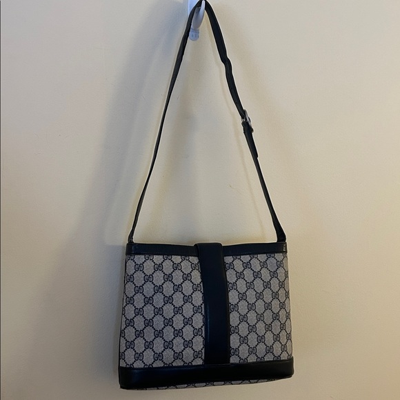 Gucci GG Britt Blondie Bag Shoulder Purse Coated Canvas Italian Navy Leather - Picture 6 of 17